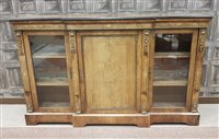 Lot 953 - A VICTORIAN WALNUT AND MARQUETRY CREDENZA