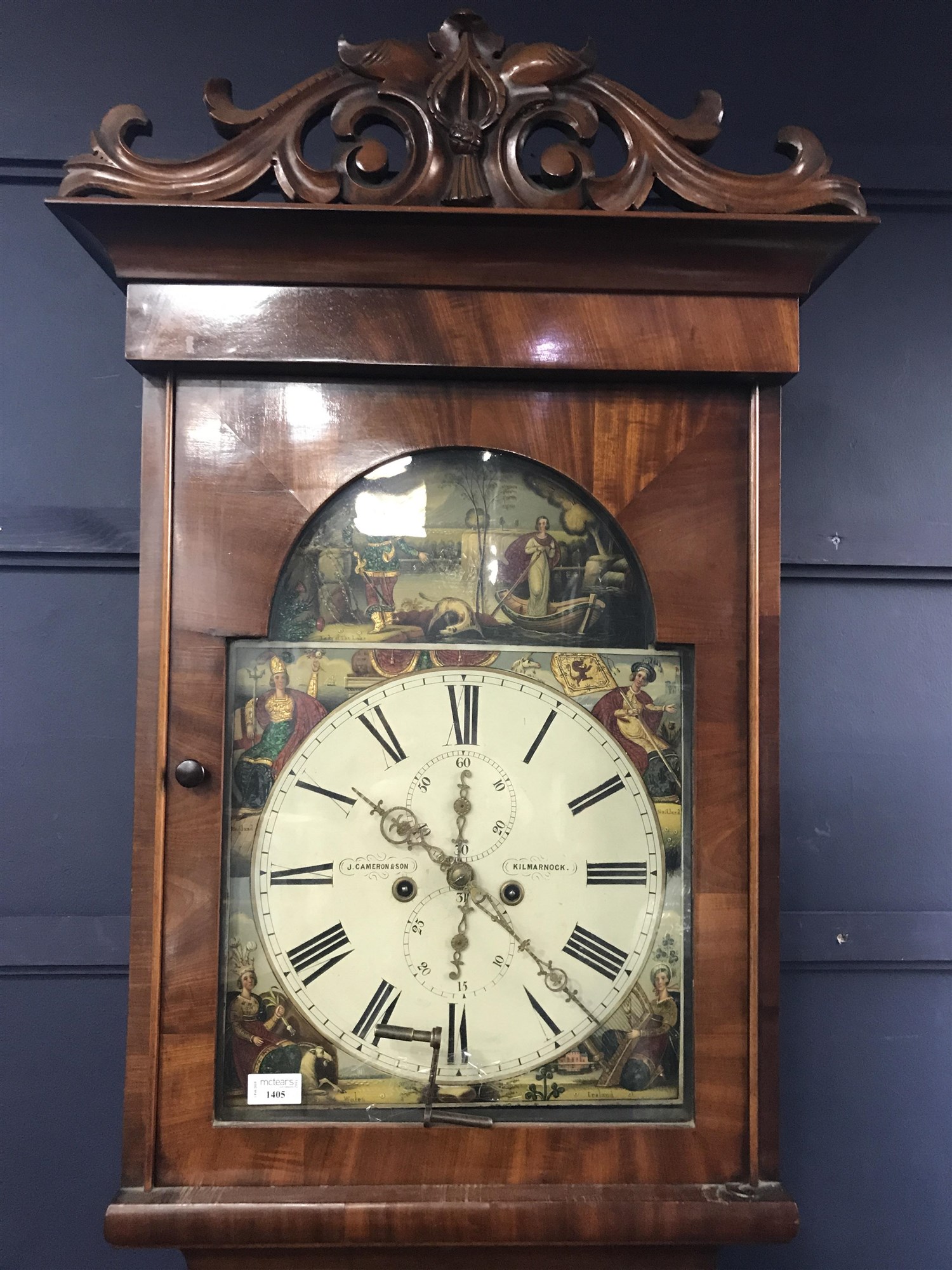 Lot 1405 A 19TH CENTURY SCOTTISH LONGCASE CLOCK BY J