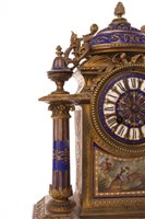 Lot 1410 - A VICTORIAN CLOCK GARNITURE