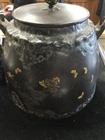 Lot 1032 - A JAPANESE BRONZE VASE AND KETTLE