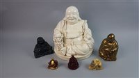 Lot 267 - A LARGE WHITE CERAMIC BUDDHA AND OTHER BUDDHA FIGURES