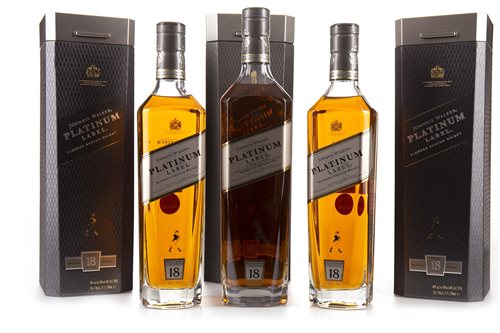 Lot 1121 - TWO JOHNNIE WALKER PLATINUM AGED 18 YEARS 70CL BOTTLES & A ONE LITRE BOTTLE