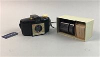 Lot 351 - A VINTAGE KODAK CAMERA, ANOTHER CAMERA AND A STEREOSCOPE WITH SLIDES