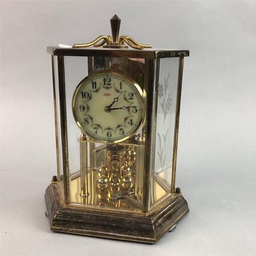 Lot 290 - A GERMAN ANNIVERSARY CLOCK AND FOUR OTHER CLOCKS