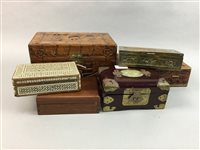 Lot 297 - A CHINESE CARVED WOODEN BOX AND OTHER BOXES