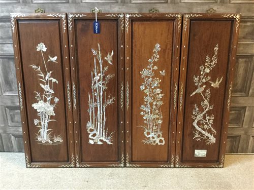 Lot 1069 - A SET OF FOUR CHINESE ROSEWOOD PANELS