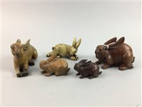 Lot 317 - A GROUP OF CHINESE RABBIT AND OTHER ANIMAL FIGURES