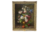 Lot 694 - A DUTCH SCHOOL VASE OF FLOWERS IN THE STYLE OF 18TH CENTURY