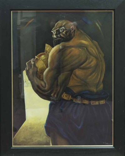 Lot 2227 - * VALENTINE PETROV, THE GLADIATOR oil on board,...