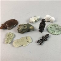 Lot 417 - A LOT OF ASIAN HARDSTONE AND JADE CARVINGS