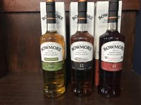 Lot 39 - BOWMORE DARKEST 15 YEARS OLD, 12 YEARS OLD AND SMALL BATCH