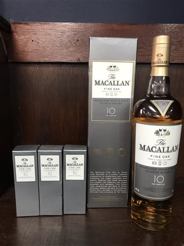 Lot 48 - MACALLAN FINE OAK 10 YEARS OLD 70CL AND 3 MINIATURES