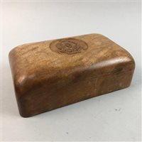 Lot 481 - A CARVED BOX AND A VINTAGE DRIVERS LICENSE