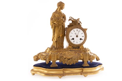Lot 1416 - A VICTORIAN FRENCH FIGURAL MANTEL CLOCK