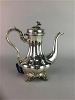 Lot 64 - A SILVER PLATED TEAPOT AND OTHER SILVER PLATE