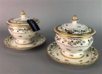Lot 16 - A PAIR OF PAINTED PORCELAIN SAUCE TUREENS