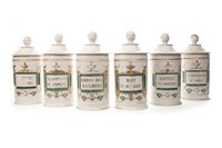 Lot 989 - A LOT OF SIX APOTHECARY JARS