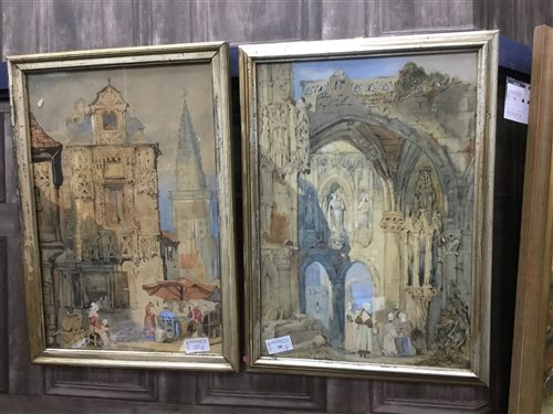 Lot 50 - A PAIR OF WATERCOLOUR AND PENCIL PAINTINGS