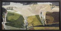 Lot 527 - FIELDS AND TREES, ABERDEENSHIRE, AN OIL BY DONALD MORRISON BUYERS