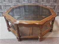 Lot 94 - A MODERN MAHOGANY GLASS TOPPED COFFEE TABLE