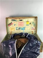 Lot 204 - A VINTAGE BROWN LEATHER SUIT AND TRAVEL CASE