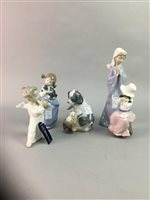 Lot 82 - A LLADRO ANGEL WITH SEVEN NAO FIGURES
