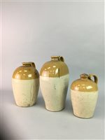 Lot 48 - A LOT OF STONEWARE FLASKS INCLUDING A VICTORIAN EXAMPLE