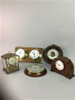 Lot 74 - A VICTORIAN BAROMETER WITH A GROUP OF TIMEPIECES