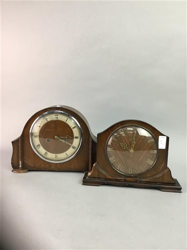 Lot 39 - TWO MANTEL CLOCKS AND A VICTORIAN CASH TILL