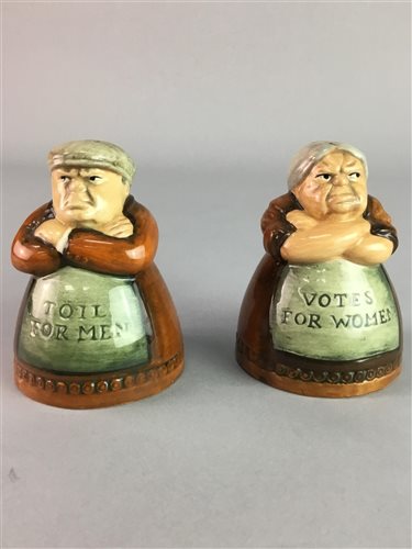 Lot 31 - A PAIR OF FIGURAL ROYAL DOULTON SALT AND PEPPER SHAKERS