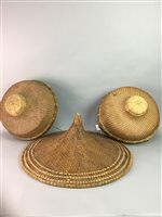 Lot 146 - A LOT OF THREE CHINESE WICKER HATS