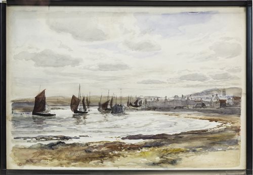 Lot 471 - HARBOUR SCENE, A WATERCOLOUR BY ALEXANDER BALLINGALL