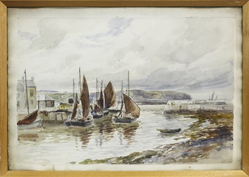 Lot 478 - HARBOUR SCENE II, A WATERCOLOUR BY ALEXANDER BALLINGALL