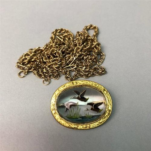 Lot 1 - THREE GOLD CHAINS AND A BROOCH