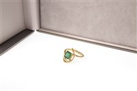 Lot 68 - A GREEN GEM AND DIAMOND NECKLET AND RING