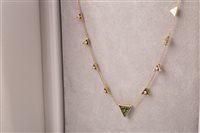 Lot 68 - A GREEN GEM AND DIAMOND NECKLET AND RING