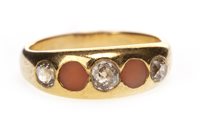 Lot 125 - A VICTORIAN STYLE CORAL AND DIAMOND RING
