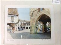 Lot 166 - A WATERCOLOUR OF PALCE D'EYMET BY STEWART LEES WITH ANOTHER WATERCOLOUR