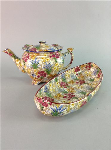 Lot 185 - ROYAL WINTON CHINTZ 'MARGUERITE' PATTERN TEA POT AND COMPORT WITH OTHER CERAMICS
