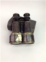 Lot 239 - A PAIR OF FIELD GLASSES, A FISHING ROD AND A MICROSCOPE