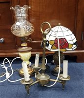 Lot 248 - A LOT OF TWO CEILING PENDANTS AND TWO LAMPS
