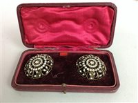 Lot 219 - A VICTORIAN SET OF TWO PASTE BUTTONS WITH JEWELLERY AND A PAIR OF SPECTACLES
