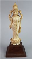 Lot 222 - AN INDIAN IVORY FIGURE OF A FEMALE GODDESS