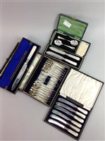Lot 276 - A SET OF TWELVE SILVER TEASPOONS WITH A LOT OF CASED SILVER PLATED FLATWARE