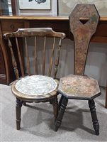 Lot 304 - A STICK BACK NURSING CHAIR WITH A SEWING CHAIR