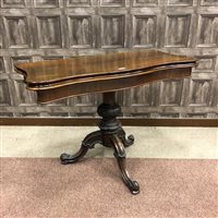 Lot 1608 - A VICTORIAN ROSEWOOD SERPENTINE CARD TABLE