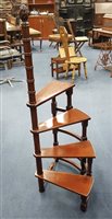 Lot 346 - A SET OF REPRODUCTION LIBRARY STEPS WITH A REPRODUCTION CARVER CHAIR