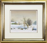 Lot 506 - WINTER LANDSCAPE, A WATERCOLOUR BY ALISTAIR (ALISTER) LINDSAY