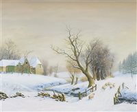 Lot 506 - WINTER LANDSCAPE, A WATERCOLOUR BY ALISTAIR (ALISTER) LINDSAY