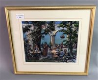 Lot 101 - AT THE CAFE OF THE BON CYCLISTE, A WATERCOLOUR BY J WILSON MCKINNELL